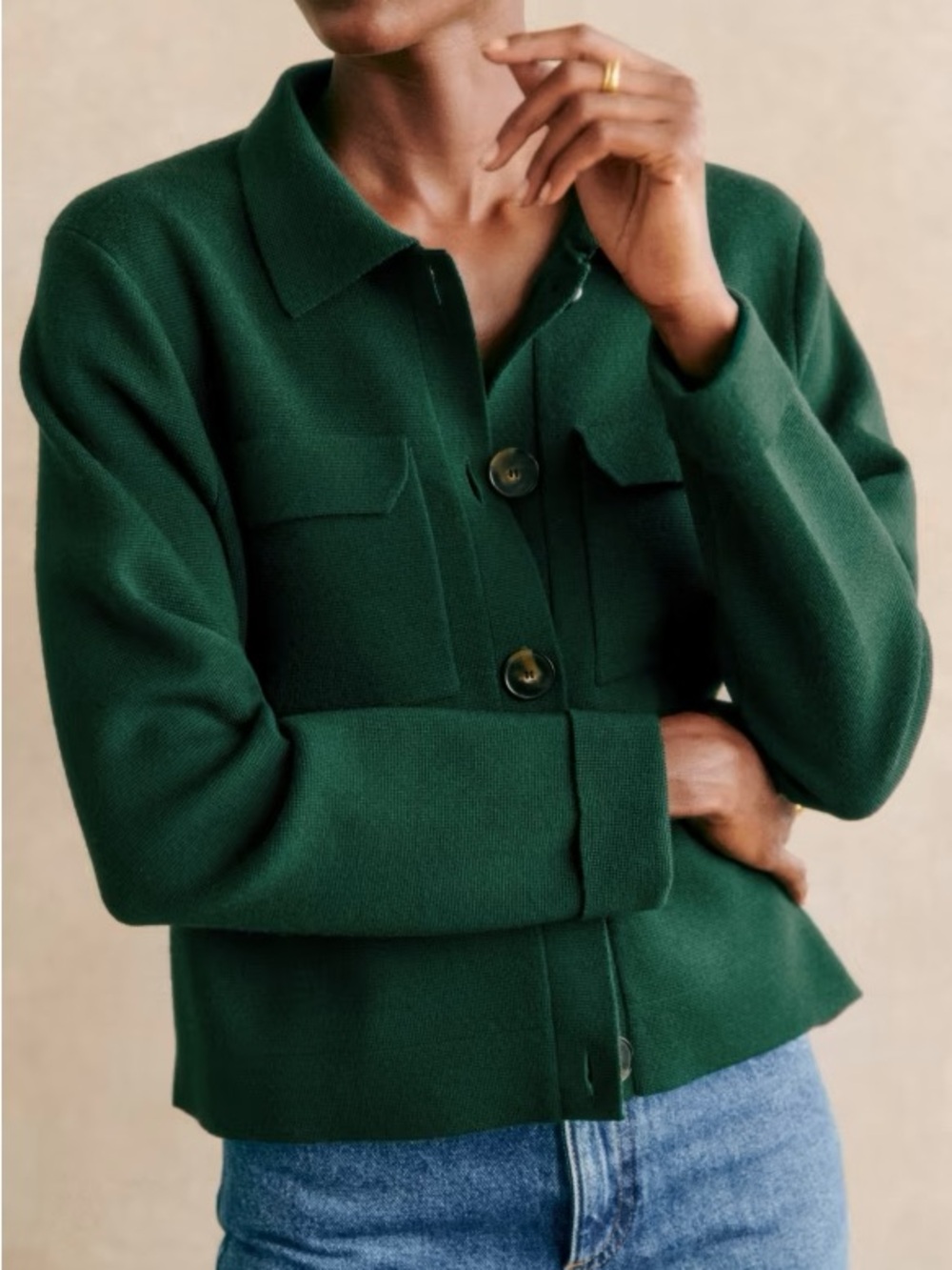 Sezane Betty Bottle Green Cardigan XXS
